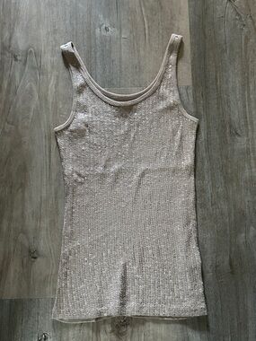 The Limited Sequin Tank Top in Beige
